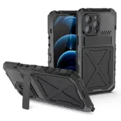 R-JUST Mobilskal till iPhone 14 Pro , Stöttålig Silikon + Metall, Svart