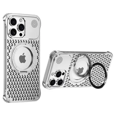 R-JUST RJ64 iPhone 14 Pro Mobilskal Aluminium Silver Cooling Case
