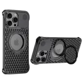 R-JUST RJ64 Mobilskal till iPhone 14 Pro Aluminium Svart Med Ställning