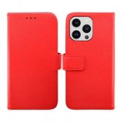 RV iPhone 14 Pro Plånboksfodral i Äkta Läder - Röd