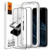 Spigen Alm iPhone 14/13/13 Pro/16e Härdat Glas Skärmskydd (2 Pack) Svart