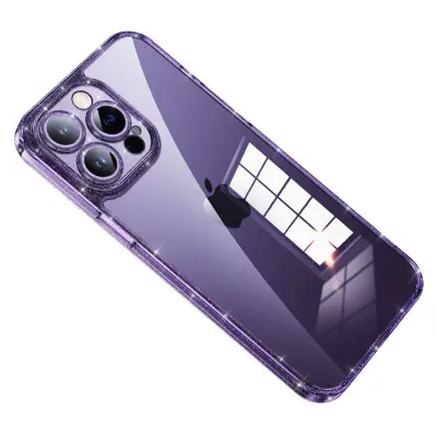 SULADA iPhone 14 Pro Skal Glitter TPU Ram Elektroplätering Lila