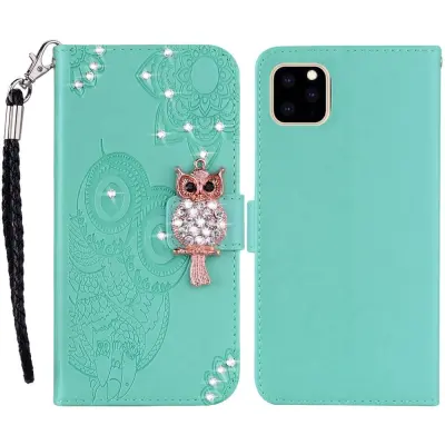 Trolsk Rhinestone Owl Wallet (iPhone 14 Pro) - Grå