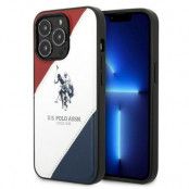 US Polo iPhone 14 Pro Skal Tricolor Embossed - Vit