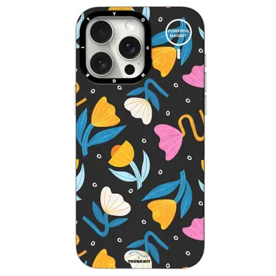 YOUNGKIT iPhone 14 Pro Mobilskal MUScx001-Flowers (Svart)