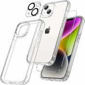 [3in1] BOOM iPhone 14 Mobilskal, Härdat Glas, Kameralinsskydd - Clear