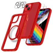 [6in1] BOOM iPhone 14 Skal - Kameralinsskydd - Härdat Glas - MagSafe Ring