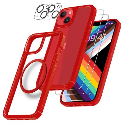 [6in1] BOOM iPhone 14 Skal - Kameralinsskydd - Härdat Glas - MagSafe Ring