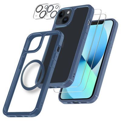 [6in1] BOOM iPhone 14 Skal - Linsskydd - Härdat Glas - MagSafe Ring