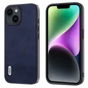 ABEEL iPhone 14 Fodral i Konstläder med Cowhide Textur - Blå