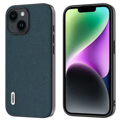 ABEEL iPhone 14 Mobilskal Äkta Läder Litchi - Grön