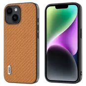 ABEEL Mobilskal till iPhone 14 i Kolfiber Textur - Ljusbrun