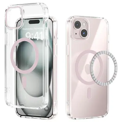 ABEEL iPhone 14 Mobilskal MagSafe Anti Scratch Clear TPU - Rosa