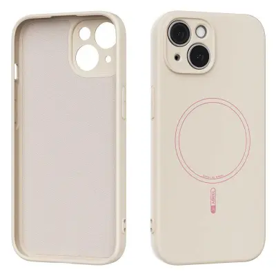 ABEEL iPhone 14 Mobilskal MagSafe Kompatibelt Silikon Beige