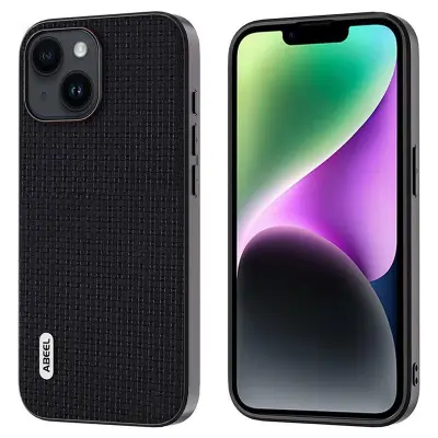ABEEL Mobilskal till iPhone 14 Shockproof Äkta läder- Svart