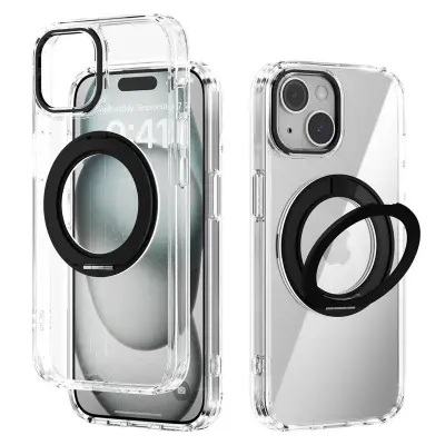 ABEEL Q-LUCK iPhone 14 Mobilskal Med Rotera Kickstand Shockproof Svart