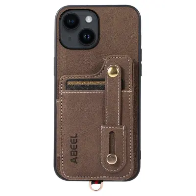 ABEEL Style 01 Kickstand Case iPhone 14 Khaki Litchi Textur