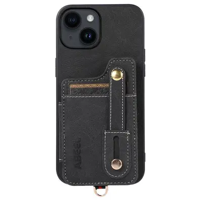 ABEEL Style 01 Kickstand Case iPhone 14 - Svart Konstläder foder
