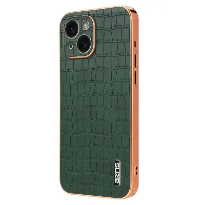 AZNS iPhone 14 Fodral Crocodile Textur PU+TPU - Grön