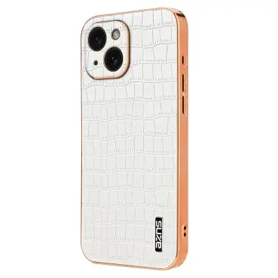 AZNS iPhone 14 Fodral Crocodile Textur PU+TPU - Vit