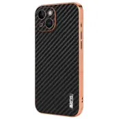 AZNS iPhone 14 Fodral Electroplating KonstLäder - Svart