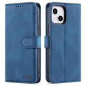 AZNS iPhone 14 Plånboksfodral i Konstläder - Drop-proof - Blå