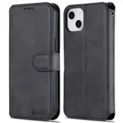 AZNS iPhone 14 Plånboksfodral Konstläder - Svart