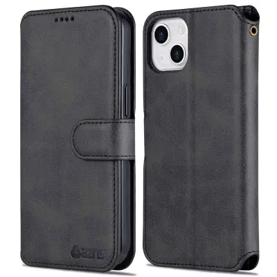 AZNS iPhone 14 Plånboksfodral Konstläder - Svart