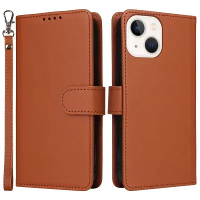 BETOPNICE iPhone 14 Plånboksfodral Magnetiskt Avtagbart Konstläder - Brun