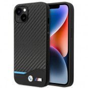 BMW iPhone 14 Skal Läder Carbon - Svart