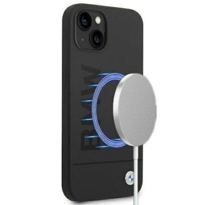 BMW iPhone 14 Skal Magsafe Silicone Signature Logo - Svart