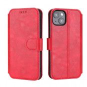 BOOM iPhone 14 Plånboksfodral Calfskin - Röd