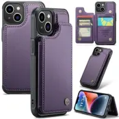 CASEME C22 iPhone 14 Fodral Konstläder med RFID, Lila
