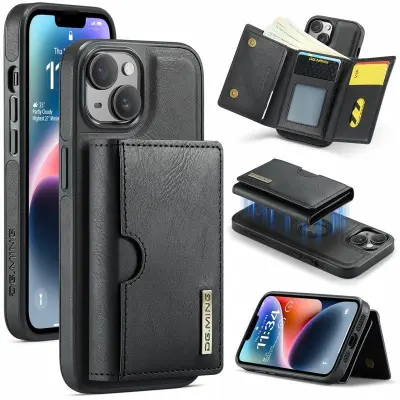 DG.MING M6 Series iPhone 14 Mobilskal Magnetiskt Plånboksfodral Svart