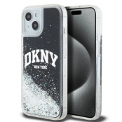 DKNY iPhone 14 Mobilskal Liquid Glitter Big Logo - Svart