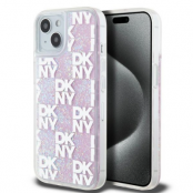 DKNY iPhone 14 Mobilskal Liquid Glitter Multi Logo - Rosa