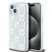 DKNY iPhone 14 Mobilskal Liquid Glitter Multi Logo - Vit