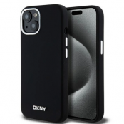 DKNY iPhone 14 Mobilskal Magsafe Liquid Silikon Small Metal Logo - Svart