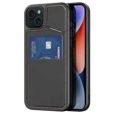 DUX DUCIS Rafi II iPhone 14/13 mobilskal med kortplats Konstläder - Svart