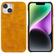 FIERRE SHANN för iPhone 14 Fodral i Oljevaxad KonstLäder - Gul