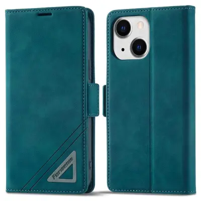 FORWENW F3-Series iPhone 14 Plånboksfodral Konstläder - Cyan