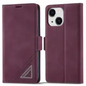 FORWENW F3-Series iPhone 14 Plånboksfodral Konstläder - Vinröd