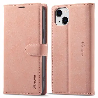 FORWENW iPhone 14 F1 Series Plånboksfodral i Konstläder - Roséguld