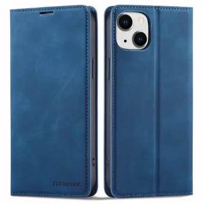 FORWENW iPhone 14 Fantasy Series Plånboksfodral i Skinvänligt Konstläder - Blå