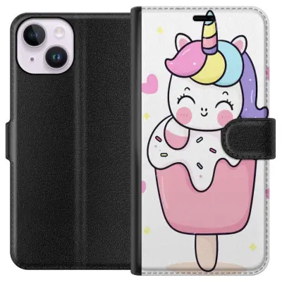 Plånboksfodral till Apple iPhone 14 med Glad enhörning