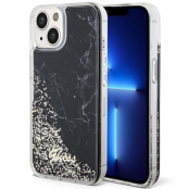 Guess iPhone 14 Mobilskal Liquid Glitter Marble - Svart