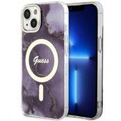 Guess iPhone 14 Mobilskal MagSafe Guld Marble - Lila