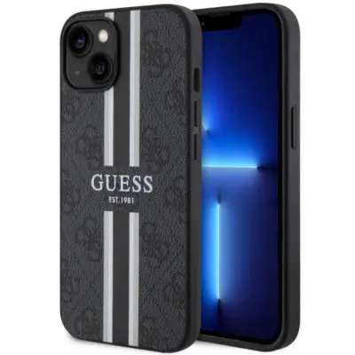 Guess iPhone 14 Mobilskal MagSafe Printed Stripes - Svart