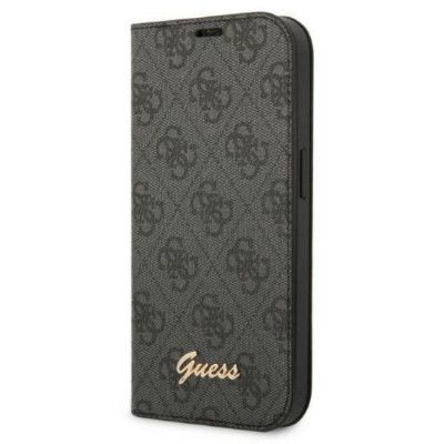 GUESS iPhone 14 Plånboksfodral 4G Vintage Gold Logo - Svart