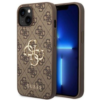 GUESS iPhone 14 Skal Big Metall Logo - Brun